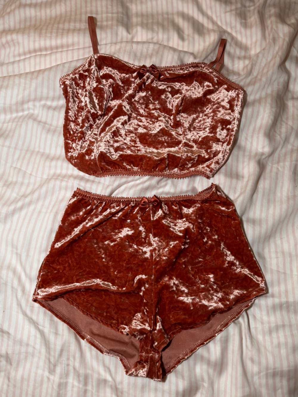 Velvet Rust Pink Pajama Set - Picture 2 of 3